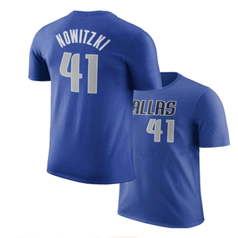 Men NBA Dallas Mavericks #41 Nowitzki blue 2024 T shirt->nba t-shirts->Sports Accessory